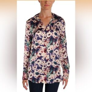 Ralph Lauren Womens Relaxed Fit Floral Abstract  Print Button Up Shirt Blouse M